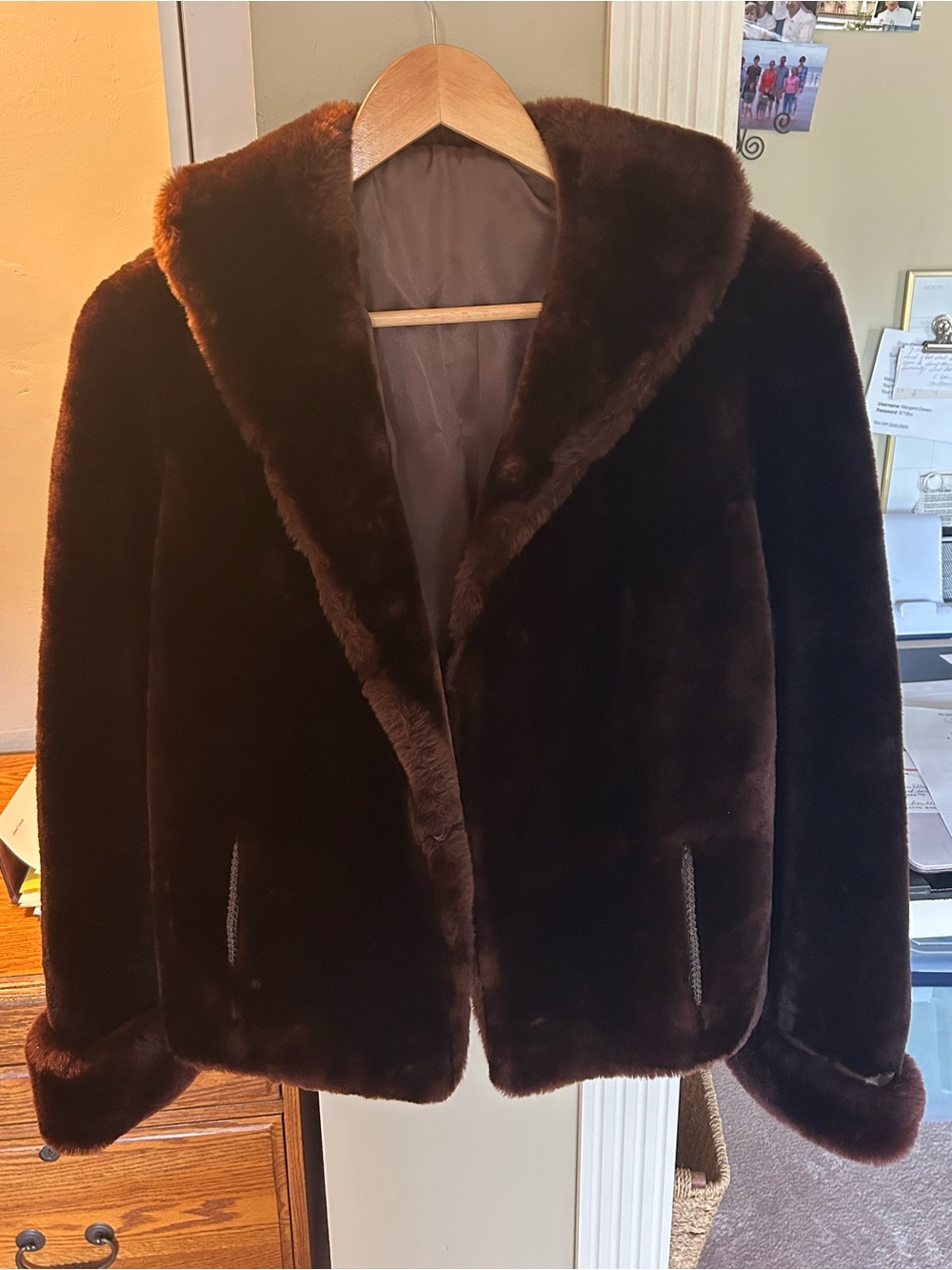 Plush Women's Dark Brown Teddy Jacket - Soft Faux Fur Coat one size